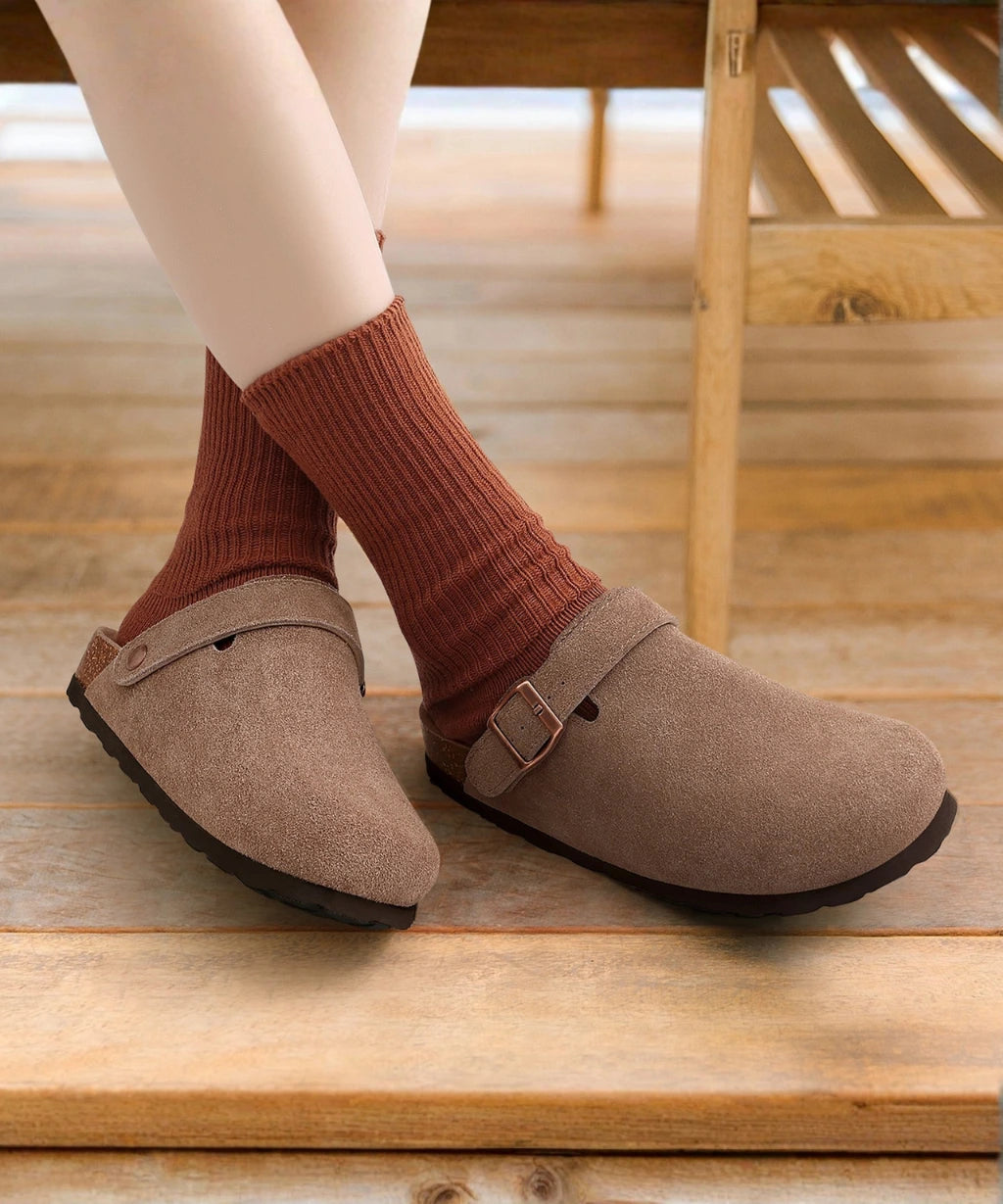 Genuine Suede Backstrap Clogs