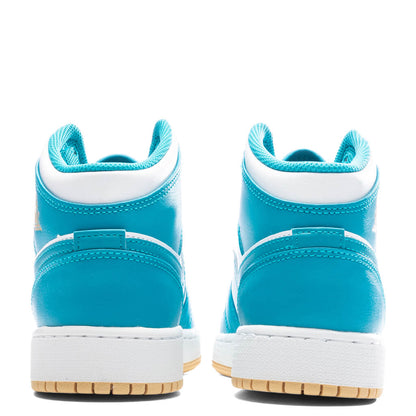 Jordan 1 Mid (GS) - Aquatone/Celestial Gold/White