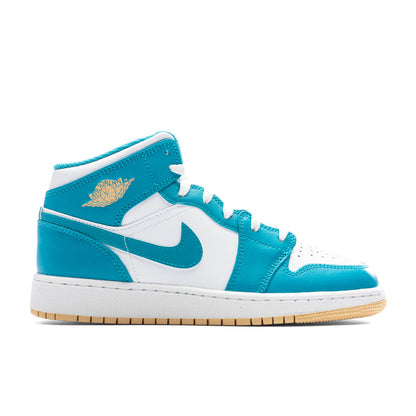 Jordan 1 Mid (GS) - Aquatone/Celestial Gold/White