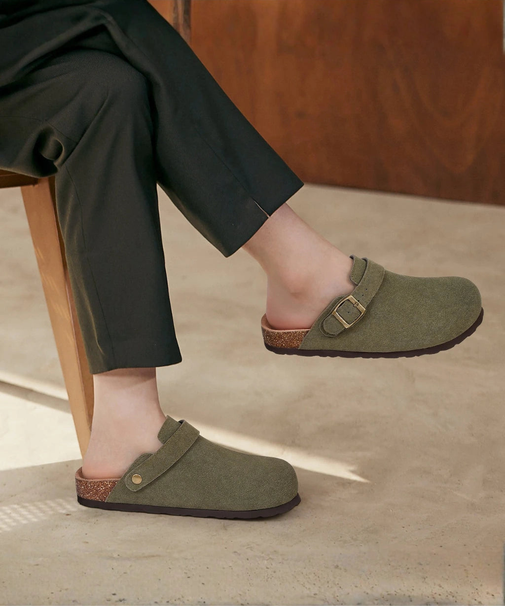 Genuine Suede Backstrap Clogs