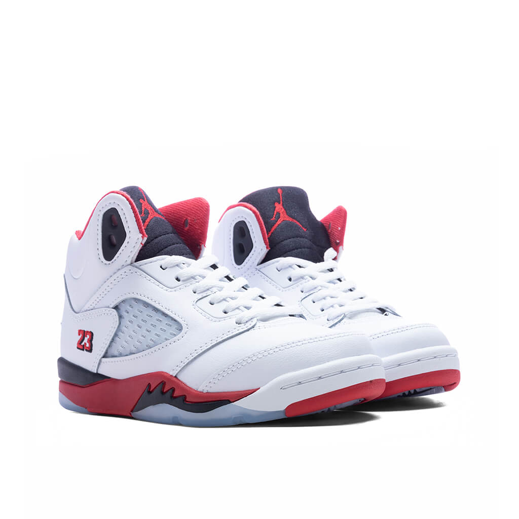 Air Jordan 5 Retro OG Fire Red 'Black Tongue' (PS) - White/Fire Red/Black