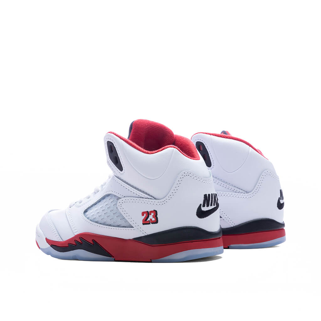 Air Jordan 5 Retro OG Fire Red 'Black Tongue' (PS) - White/Fire Red/Black