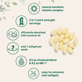 Cápsulas blandas de vitamina D3 + K2 180 CAP.