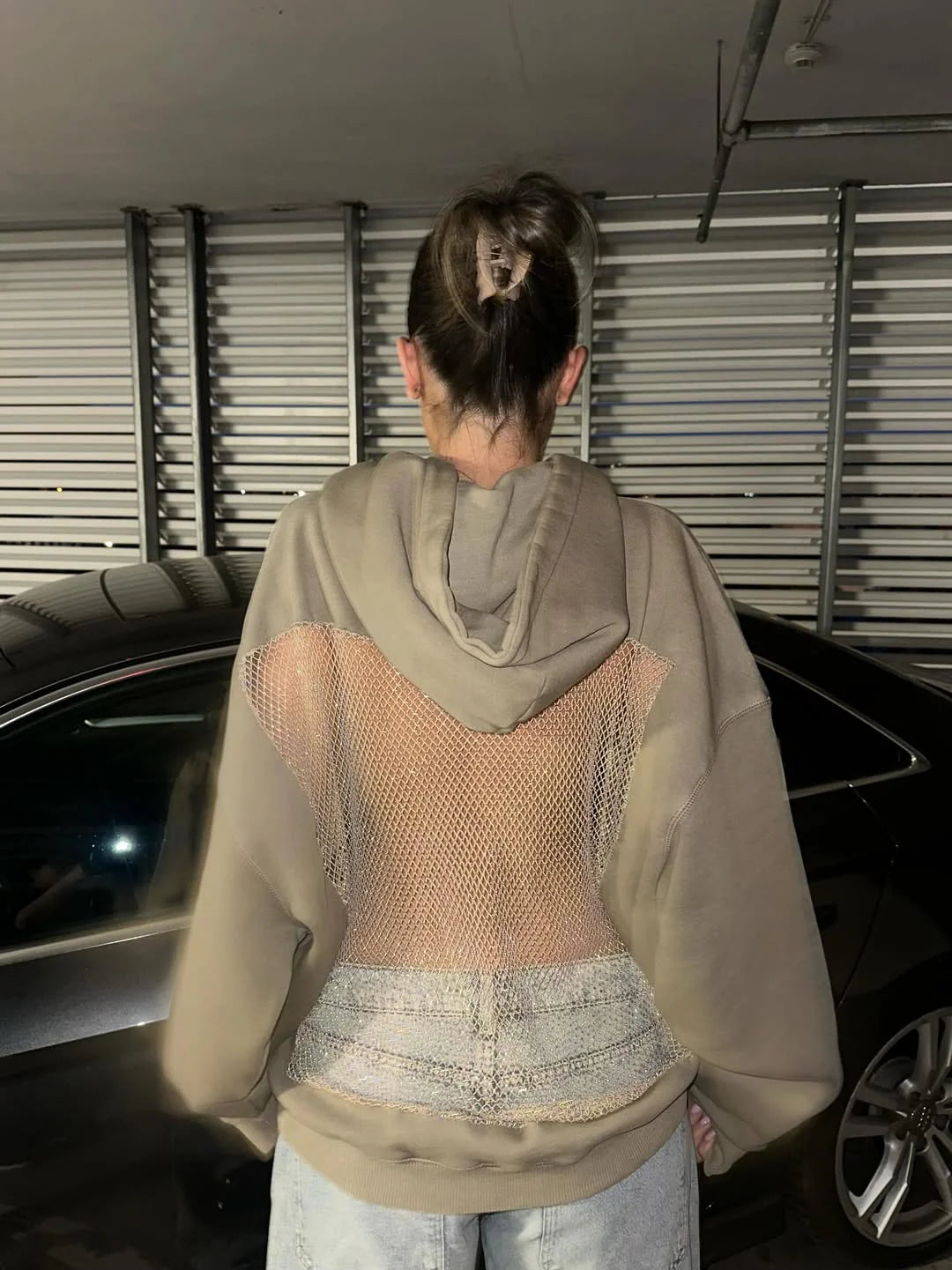 Luna Rhinestone Mesh Hoodie