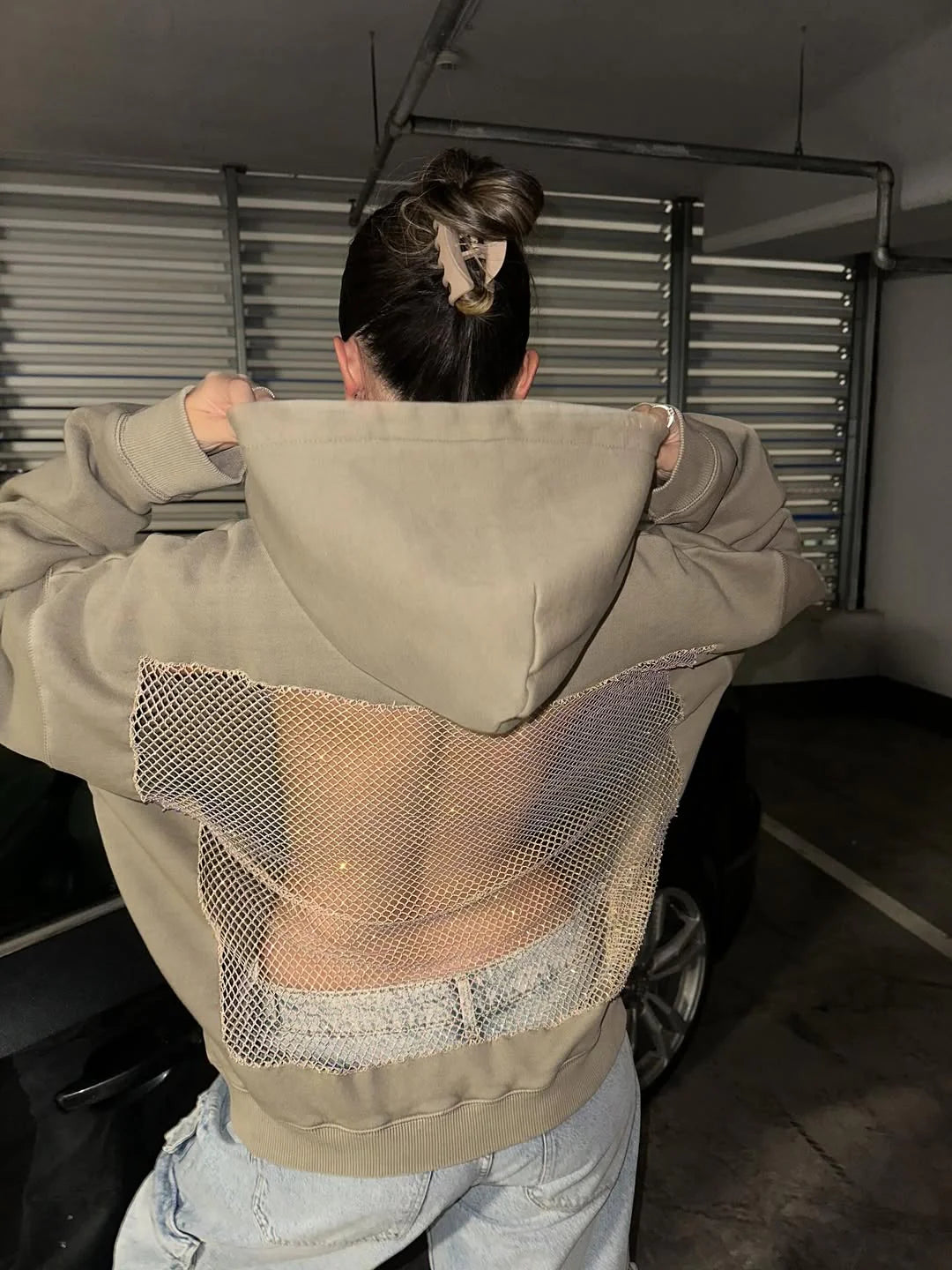 Luna Rhinestone Mesh Hoodie