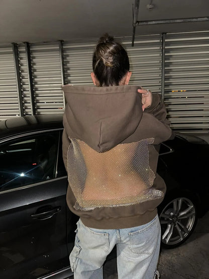 Luna Rhinestone Mesh Hoodie