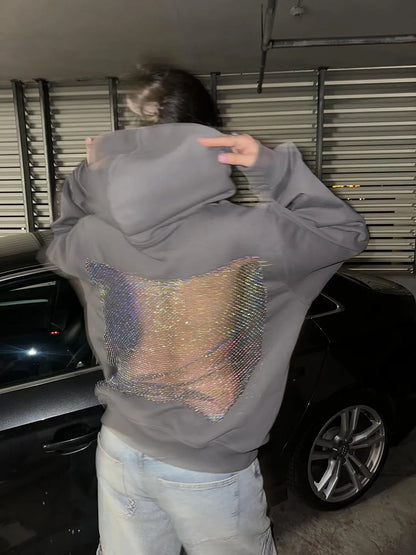 Luna Rhinestone Mesh Hoodie