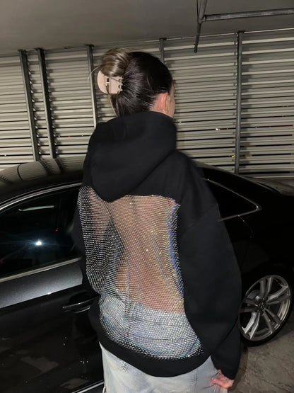 Luna Rhinestone Mesh Hoodie